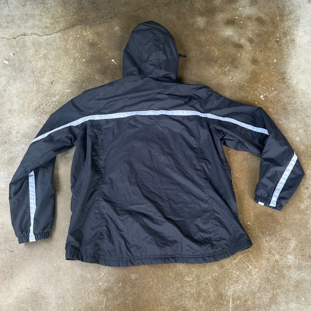 Nike Windbreaker Kids XL Black Excellent Hooded Full Zip Stripe Jacket